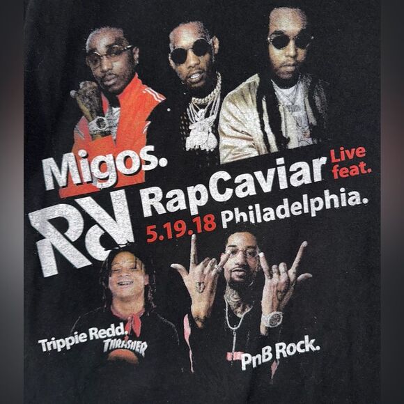 Rap Caviar Philadelphia Festival Pier 2018 Migos PnB Rock Concert Shirt Size S - Picture 2 of 6